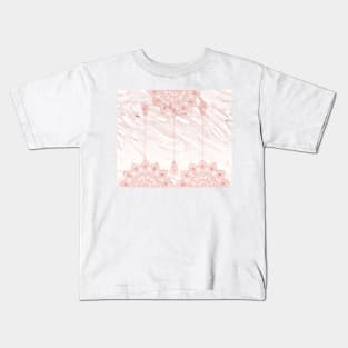 Beaded mandala drops on pink marble Kids T-Shirt